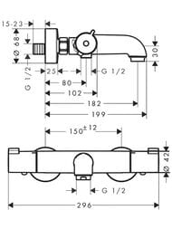 Смеситель Hansgrohe Ecostat 1001CL 13201000 термостатический для ванны, настенный, хром — изображение 3