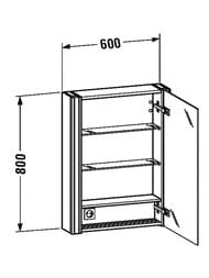 �������-���� Duravit XSquare 600�800�156 ���������, ����� ������, 3 �����, �������, ������ XS7111R2222