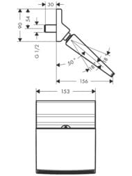 Чертёж Верхний душ Hansgrohe Raindance Rainfall Stream 150, хром 26443000