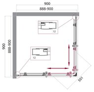 Душевой уголок BelBagno Uno (900х900х1950) UNO-195-A-2-90-C-Cr квадрат, стекло прозрачн/проф.хром