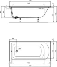 Ванна акриловая Ideal Standard HOTLINE 1700х800х465 встраиваемая K274701