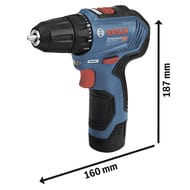 Дрель-шуруповерт BOSCH GSR 12V-30 аккумуляторный, 2 скорости, 420/1600об/мин, в кейсе,арт.06019G902