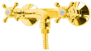 Смеситель CEZARES GOLF DS-03/24 для душа, настенный, двухзахватный, золото