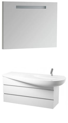 Уценка! Комплект мебели Laufen ILBAGNOALESSI ONE (730х320х480) подвесная, 2 ящика, белый лак