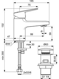 ��������� ��� ����������� Ideal Standard Ceraplan BD206AA �������������, �/� click-clack, ����