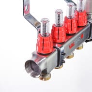 Коллекторная группа VALTEC  4 выхода, 1"х3/4" с расходомерами, нержавеющая сталь VTc.586.EMNX.0604