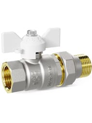 Кран шаровый с американкой 1/2" ВН LD Pride бабочка белая 47.15.В-ГШ.Б (white)