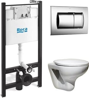Комплект Инсталляция ROCA+унитаз ROCA Mateo+Кнопка смыва хром+Сиденье с микролифтом 7.8931.0.001