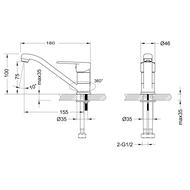 Смеситель для раковины Lemark POINT LM0307C однозахватный, с поворотным изливом, хром