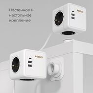 ���������� ���� 3-������� + 3 USB + ������������ ������� Werkel W6513501, �����