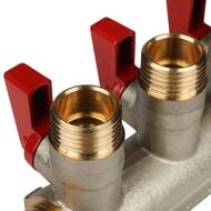 Коллектор STOUT с шаровыми кранами 3/4", 3 отвода 1/2" (красные ручки) SMB 6200 341203