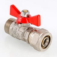 Кран шаровый 16х1/2''Н VALTEC BASE под обжим, красная бабочка VT.341.N.1604