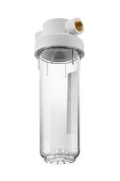 Корпус ГЕЙЗЕР Гарант 10SL 3/4" для холодной воды, прозрачный пластик, латунные вставки, арт. 50775
