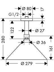 Верхний душ Axor Front 26022000 240мм с потолочным подсоединением, 2 типа струи, хром — изображение 5