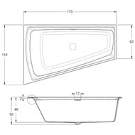 ����� ��������� RIHO STILL SMART 170x110 LED L ����� �������, ��������, �����