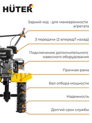 Мотоблок HUTER МК-7500 бензиновый, 7,5 л.с.,   70/5/5 — изображение 5