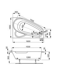 Ванна акриловая VAGNERPLAST SELENA 160 R (1600х1050х430) угловая, правая VPBA163SEL3PX-04