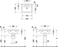 Умывальник DURAVIT STARCK 3 550х430х190 отверстие под смеситель, перелив 0300550000
