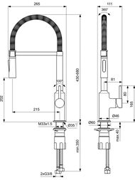 Смеситель для кухни Ideal Standard CERALOOK высота излива 202мм, холодный старт, 2 функции BC302AA