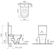 Унитаз-компакт Vitra Zentrum 610х355х830 с сиденьем,антибактериальное покр.,функц. биде,встр. смес. 9012B003-7226