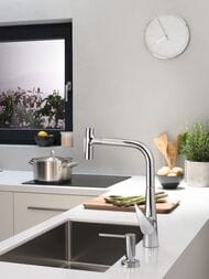 Смеситель Hansgrohe Talis Select M51 для кухни 220 вытяжной излив, хром 73852000 — изображение 5