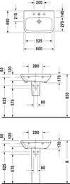 Умывальник DURAVIT DuraStyle 600х440х170 отверстие под смеситель, перелив 2319600000