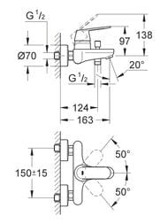 ����� ���������� Grohe Eurosmart Cosmopolitan ��� ��������, �����, � ���. ����������, ���� 1000179