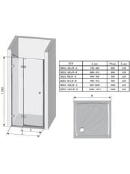 ������� ����� RAVAK BRILLIANT BSD2-90 A-L (890-905x1950) ��������� �����, ������, ����+Transparent