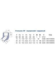 Уголок, 20х20мм, 45°, наружный/внутренний, для полипропиленовых труб, серый