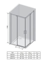 ������� ������ RAVAK MATRIX MSRV4-100 (1005�1005�1950) ���������� �����, ���������+Transparent