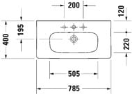 Умывальник DURAVIT DuraStyle 785х400х170 антигряз. покр., 1 отв. под смес. 23377800001