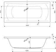 Ванна акриловая CEZARES ARENA 180х80 прямоугольная ARENA-180-80-45