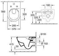 Унитаз подвесной Villeroy & Boch Subway 2.0 5614 A1 01 (370х560х365) безободковый,технология ViFresh