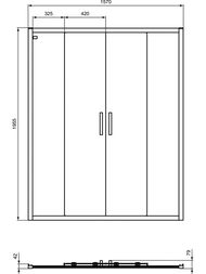 Душевая дверь Ideal Standard CONNECT 2 (1600х1950) откатная, проф/алюминий, стекло прозр  K9282EO