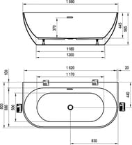 Ванна акриловая RAVAK FREEDOM 166x80 отдельностоящая, овальная, белая