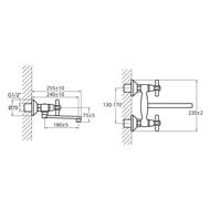 Смеситель для кухни настенный VARION Armaturen РЕТРО 1105 22 1 резин. кр.-букса, плоск. излив 220мм