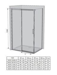 ������� ������ RAVAK MATRIX MSDPS-120/80 L (1205�805�1950) ���������� �����, ���������+Transparent
