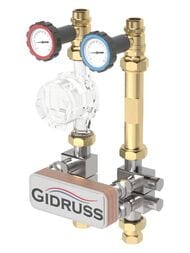Насосная группа Gidruss NG-25TO 1", теплообменник 30 кВт, краны с термометрами — изображение 2