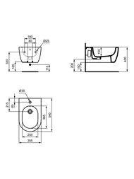 Биде подвесное Ideal Standard BLEND 355x540x250 со скрытым креплением T375001