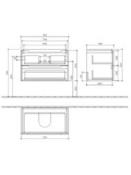 Тумба под умывальник Villeroy & Boch Subway 2.0 (787х520х449) подвесн, 2 ящика, бел глянец A69600DH — изображение 2