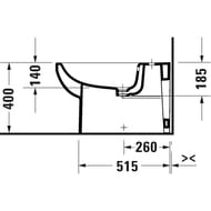 Биде напольное Duravit No.1 370х650мм, белый отверстие под смеситель 22971000002