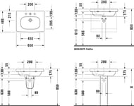 Умывальник DURAVIT D-CODE 650х485х175 1 отв. под смес., перелив 03426500002