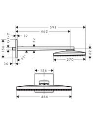 Верхний душ Axor ShowerSolutions 35278000 (460х300) настенный, 1jet, держатель, квадр.розетка — изображение 3