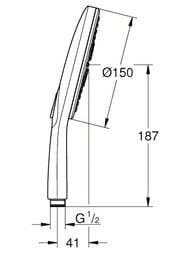 ������ ��� Grohe Rainshower SmartActive 150 ��, 3 ������, ������������ ������� ����, ���� 26590000