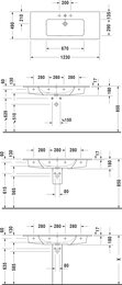Умывальник DURAVIT ME by Starck 1230х490 1 отверстие под смеситель, перелив 2336120000