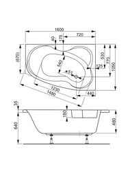Ванна акриловая VAGNERPLAST MELITE 160 L (1600х1050х480) угловая, левая VPBA163MEL3LX-04