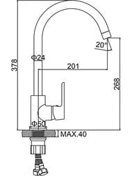 Смеситель Ledeme H77W для кухни, однозахватный, поворотный излив, белый L4077W — изображение 2