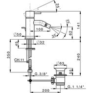 Смеситель для биде Cisal Less New с донным клапаном, черный матовый LN00055040