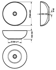 ���������� Sanita Luxe ART SLIM d400 ��, ���������, ����� WB.CT/Art/40-N.Slim/WHT.G/S1