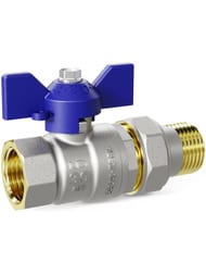 Кран шаровый с американкой 3/4" ВН LD Pride бабочка синяя 47.20.В-ГШ.Б (blue)